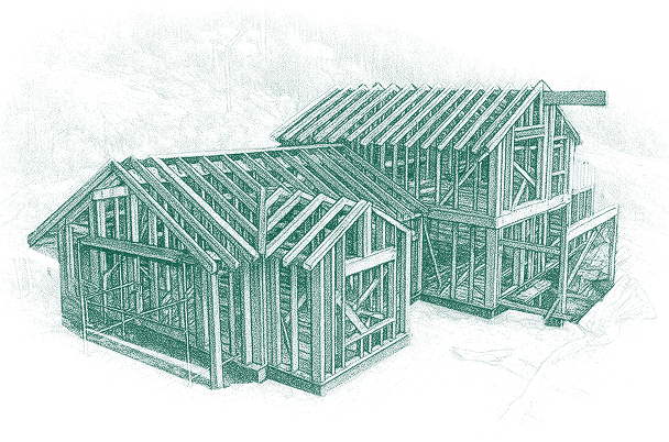 Illustratie start houten constructie