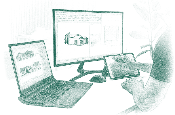 Illustratie ontwerp droomvilla op maat Portula